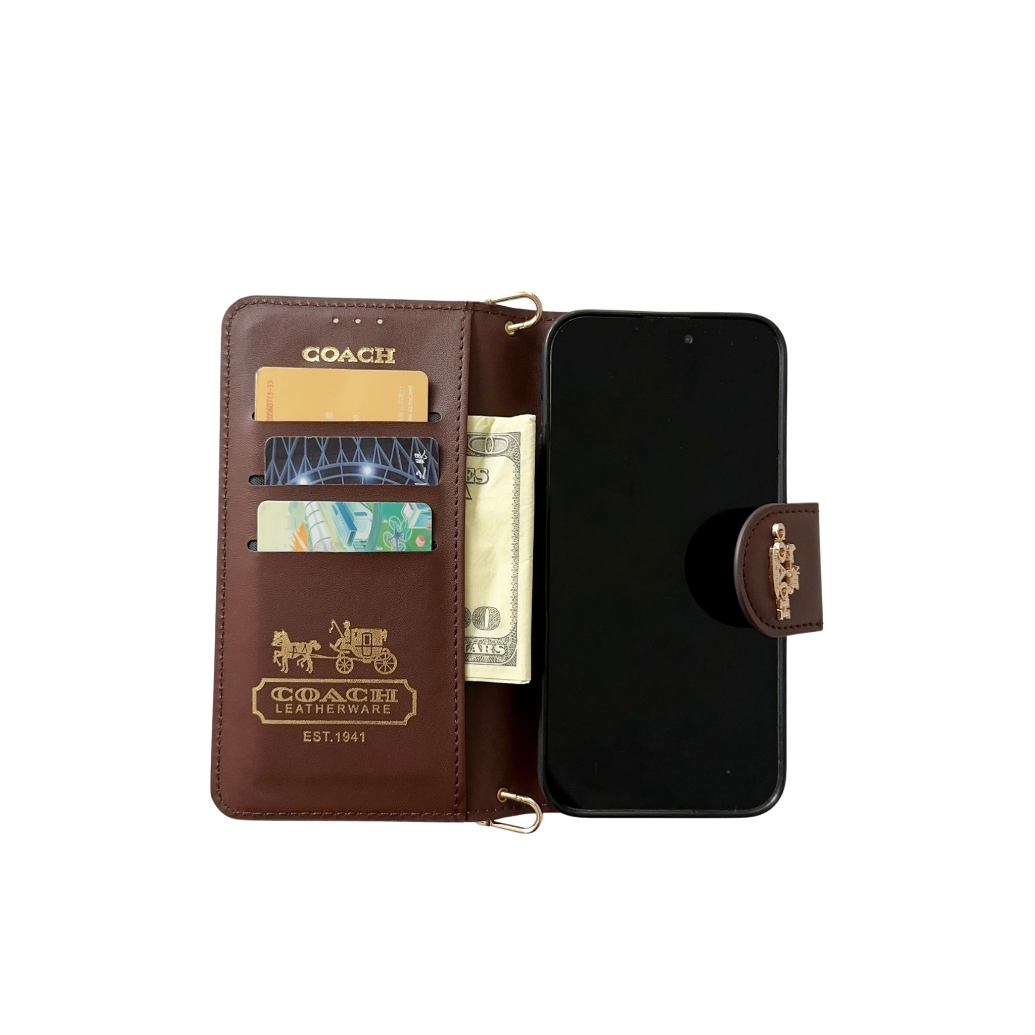 Coach Hand Wallet Apple iPhone Leather Case Safe Magnetic Attraction