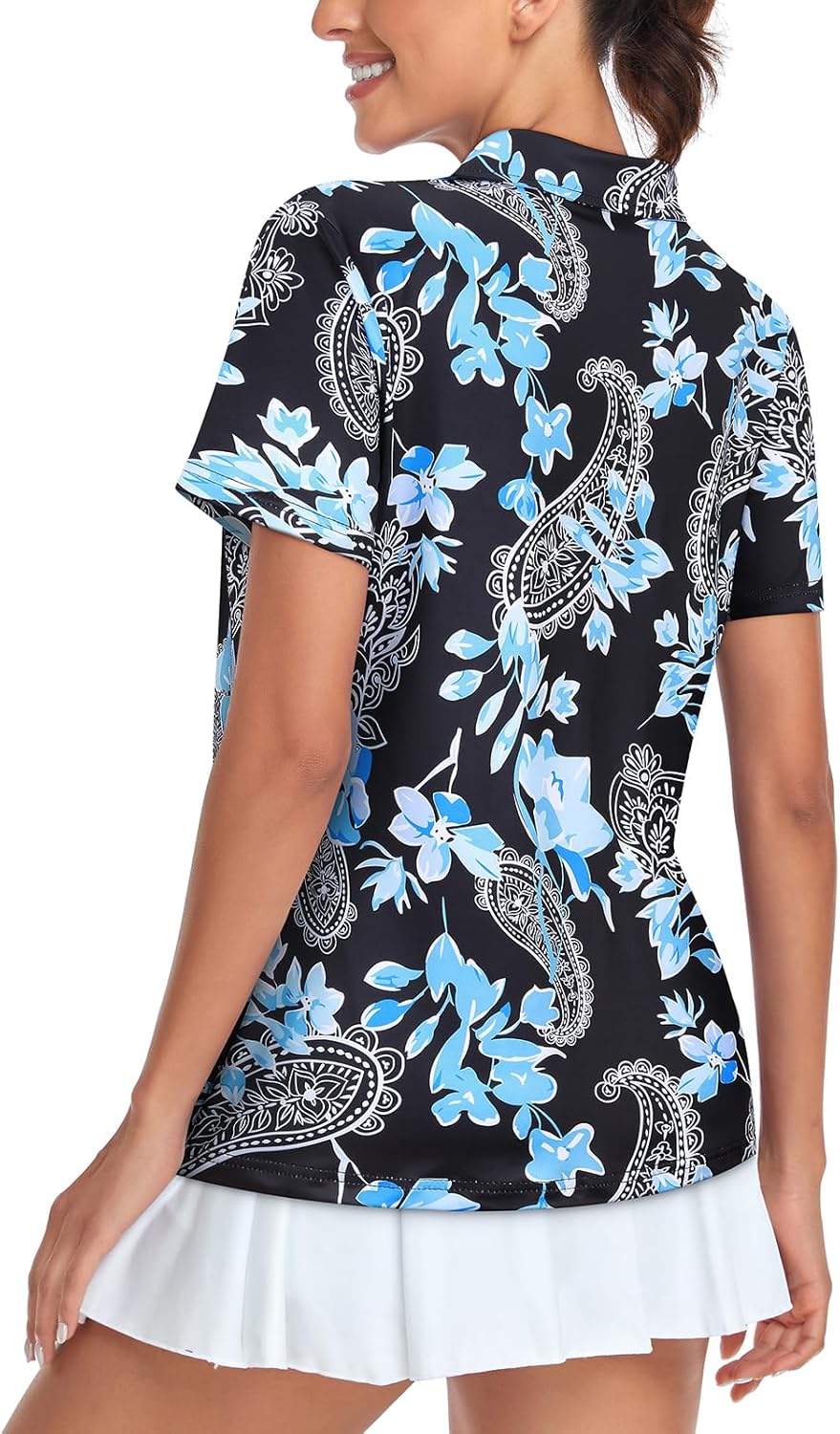 Women's Golf Polo Shirts Short Sleeve Quarter Zip Pullover Moisture Wicking Workout Tops