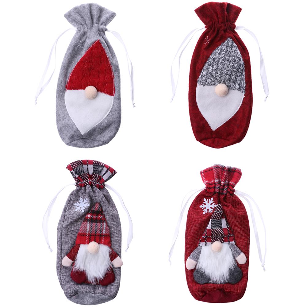 

Linen Felt Christmas Red Wine Bottle Cover Bag New Year Party Dinner Decor, 501 Original