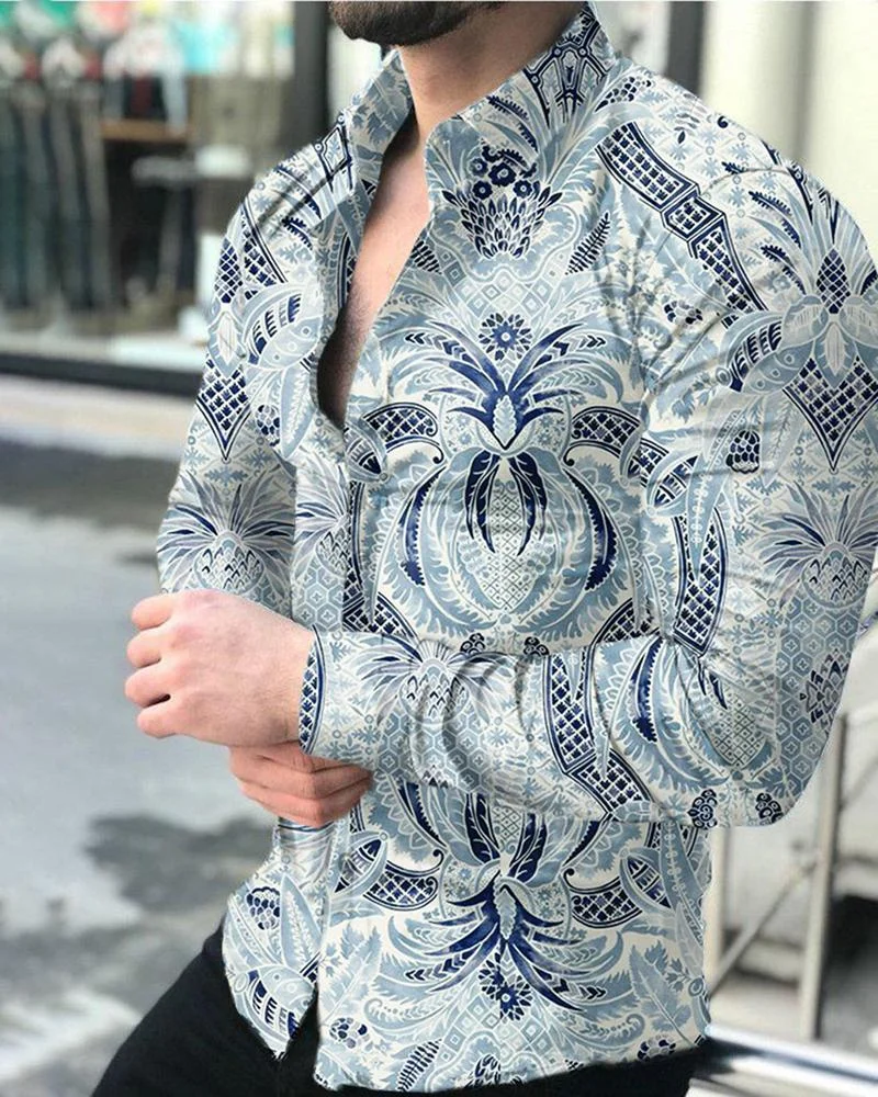 Men's Casual Printed Long-Sleeved Shirt13