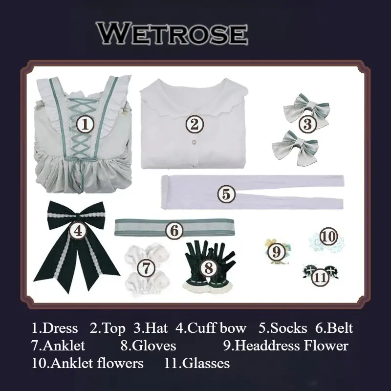 [Wetrose] In Stock Identity V Gardener Emma Woods Valentine's Day Jacquard Ruffled Lace-Up Dress Game Outfit Cosplay Costume