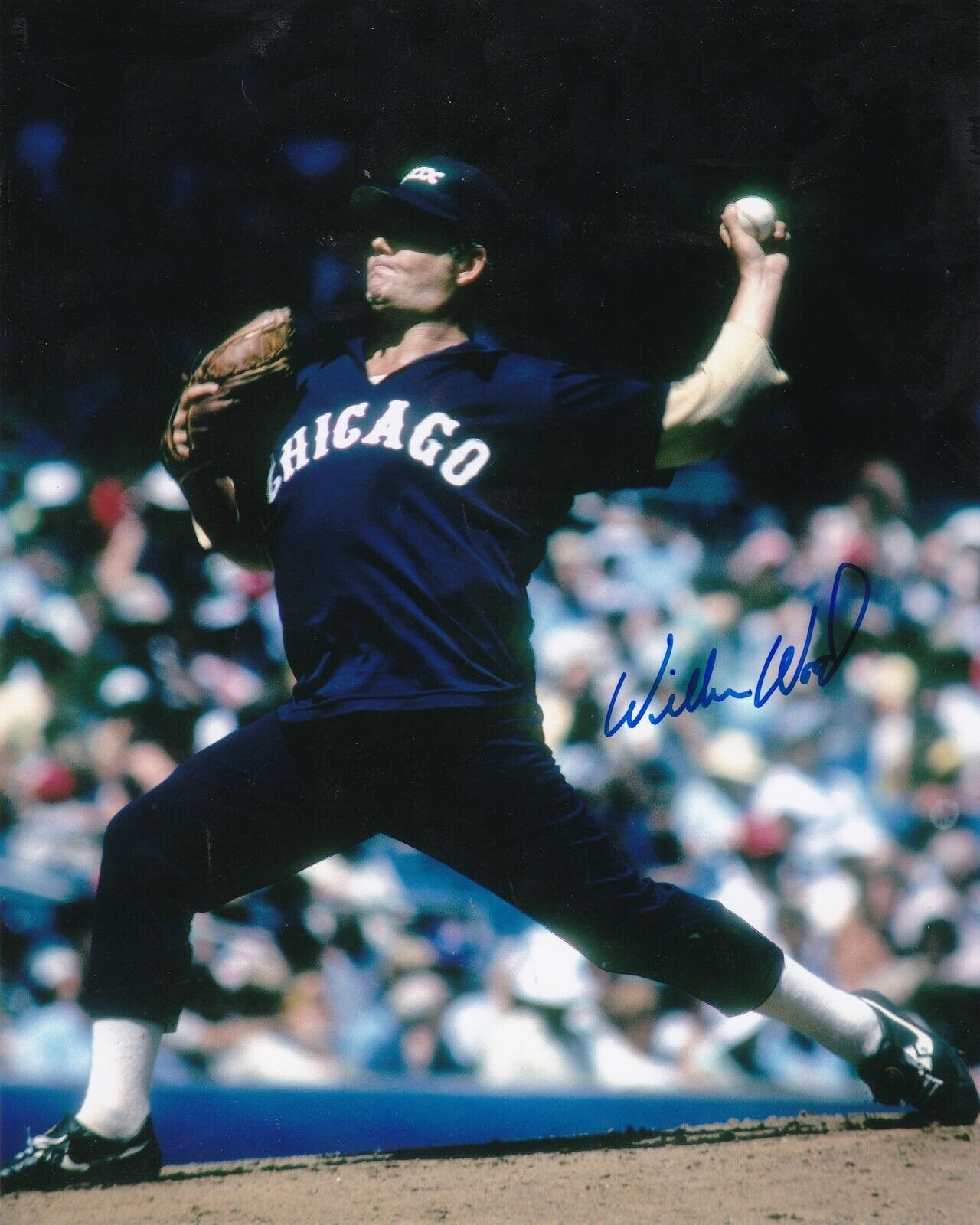 WILBUR WOOD CHICAGO WHITE SOX ACTION SIGNED 8x10