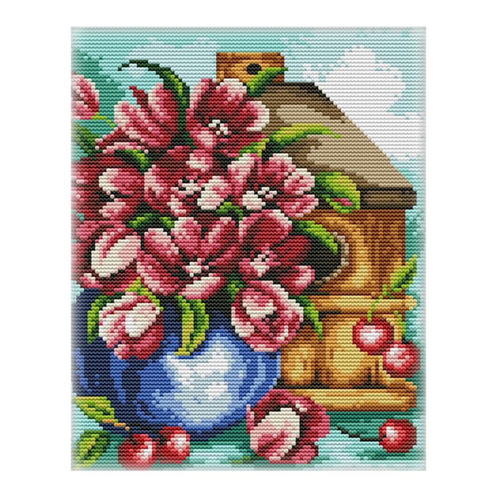 

Tulip Vase - 14CT Stamped Cross Stitch - 25*30cm, 501 Original
