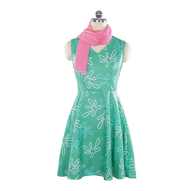Kids Children Inside Out 2 (2024) Disgust Green Dress Outfit  Cosplay Costume Halloween Carnival Suit