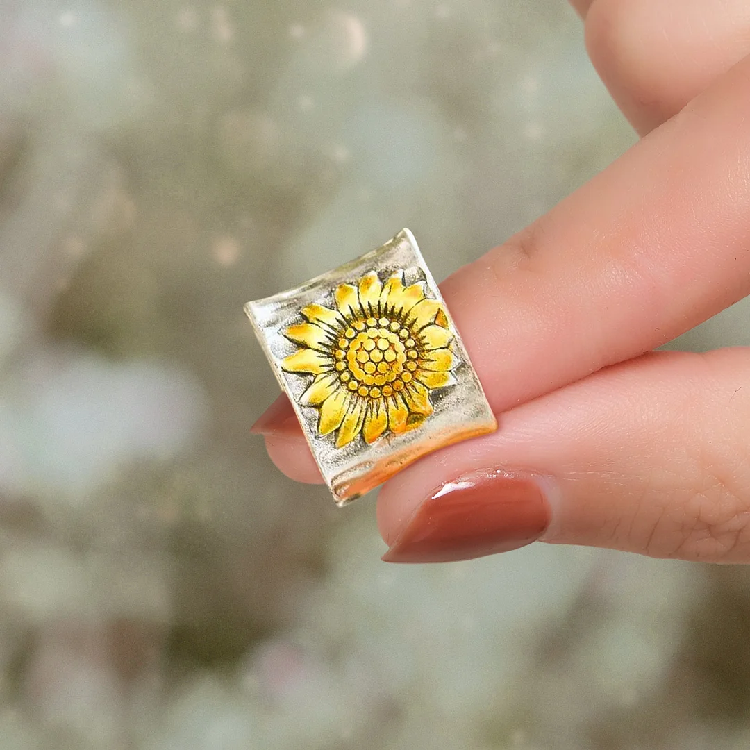 Daughter & Granddaughter | 925S Sunflower Wide Band Ring