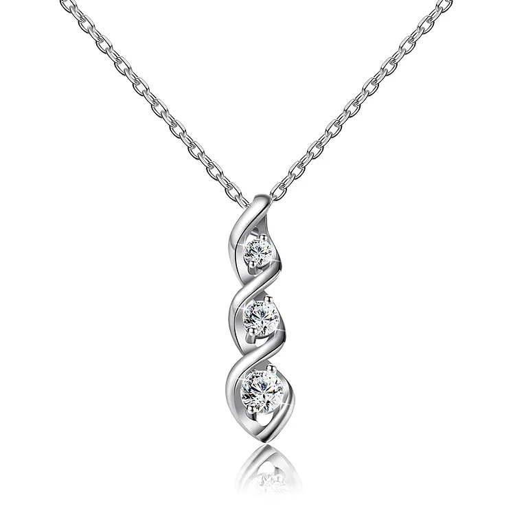 For Mother - Thanks for Sharing Your DNA Three Diamond Spiral Necklace