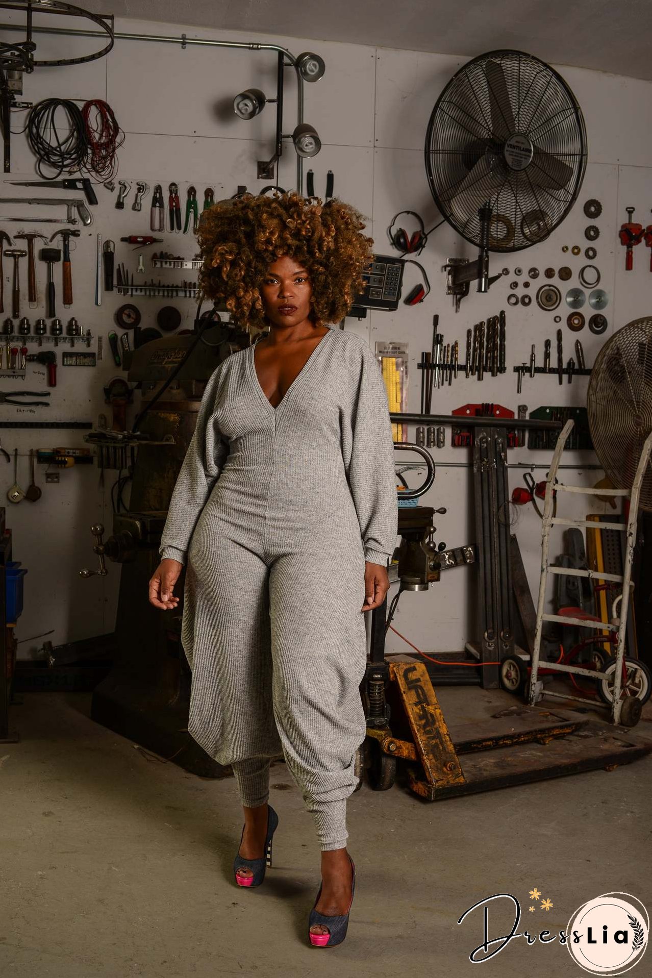 Women Ribbed Solid Patchwork Jumpsuit