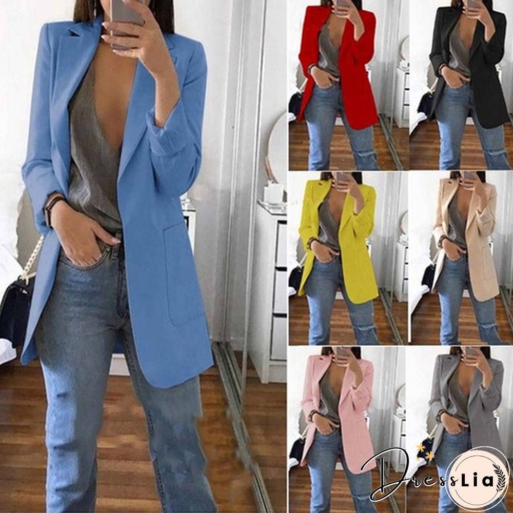Fashion Women's Blazer Casual Jacket Coat Business Suit Long Spring Tops