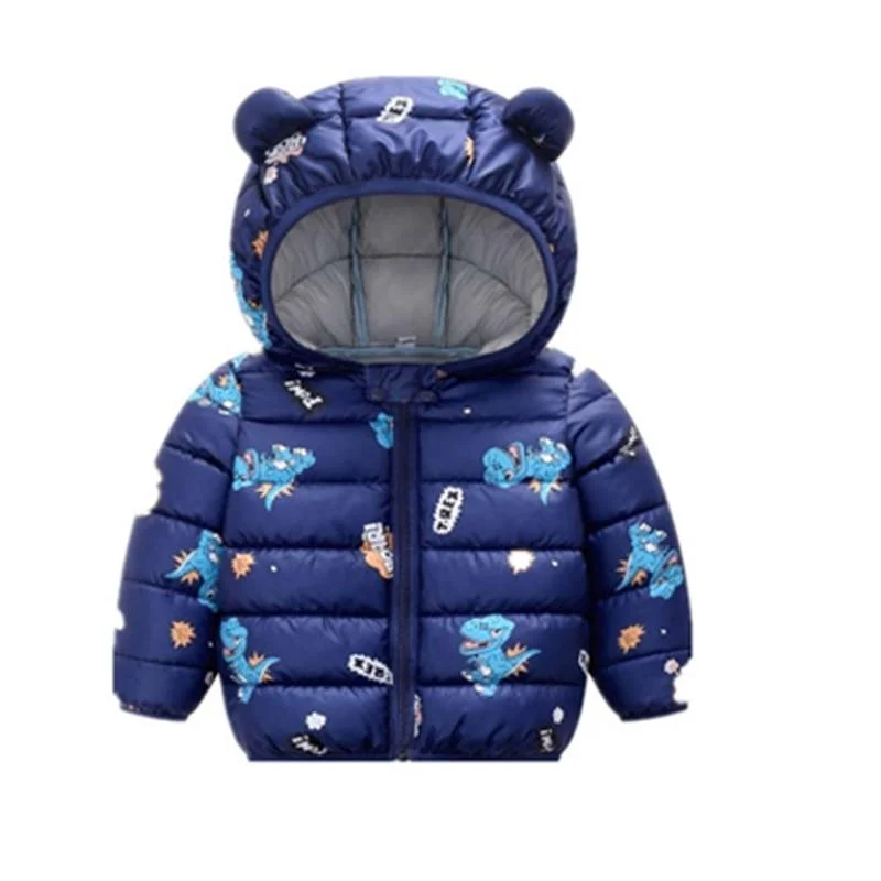 Baby Girls Hooded Down Jackets For Kids Coats Autumn Boys Cartoon Keeping Warm Outerwear Toddler Infant Casual Zipper Clothing