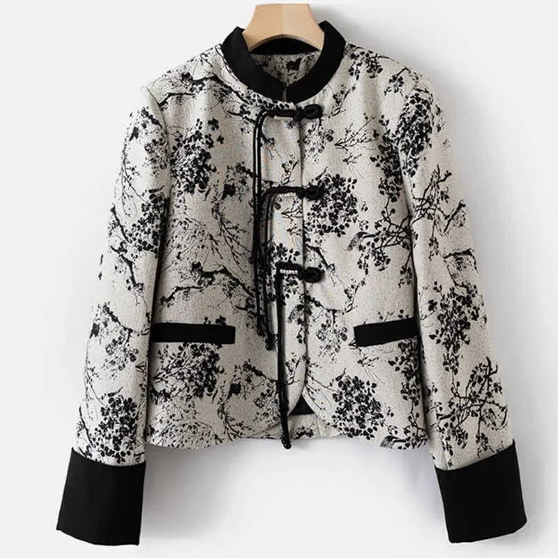 Vintage Floral Print Buckle Long Sleeve Shirt Vest