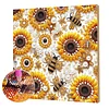 Sonnenblumen- und Bienen-DIY-Kunsthandwerk Perlen-Diamant-Gem&auml;lde mit Rahmen 9,84x9,84 Zoll Diamantkunst-Perlen-Malset f&uuml;r Erwachsene Anf&auml;nger-Geschen
