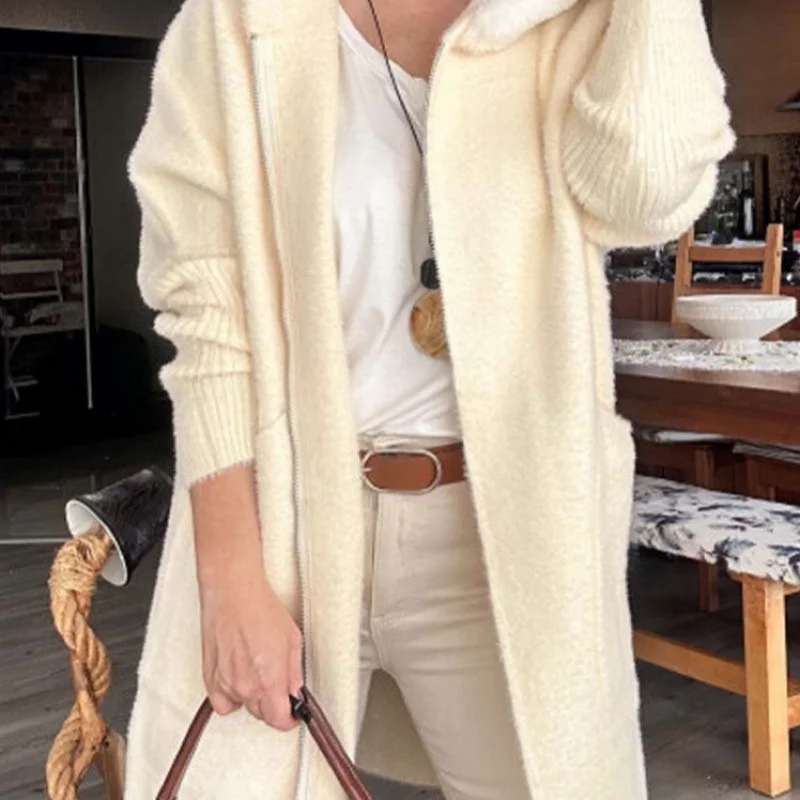 Nigikala Nigikala New Autumn And Winter Casual Hooded Real Fox Hair Collar Fashion Knitted Knitted Shirt Outside Fur Coat Woman