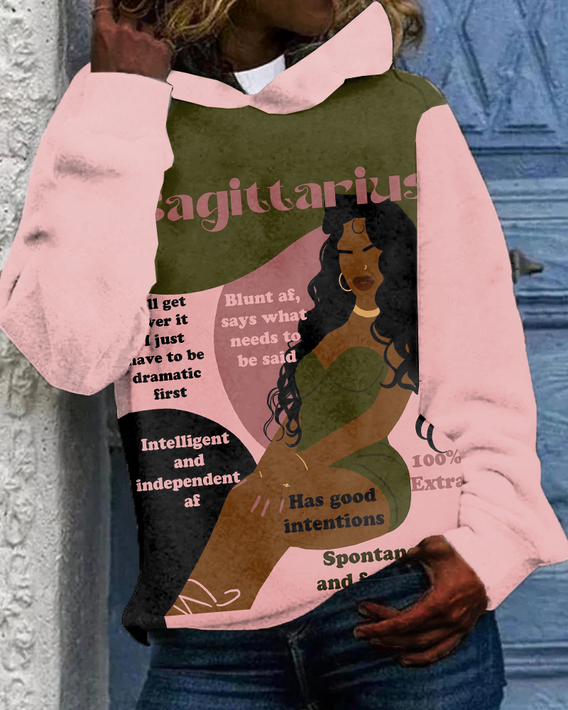 Sagittarius Girly Seaso Print Unisex Long-sleeved Hoodie