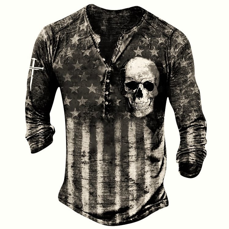 Flag Skull Long Sleeve T-Shirt