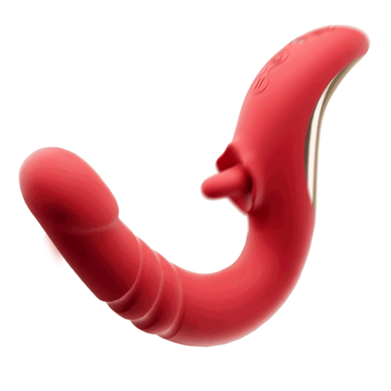 Thrusting G Spot Dildo Vibrators Sex Toy With 9 Thrusting 10 Licking Modes - Rose Toy