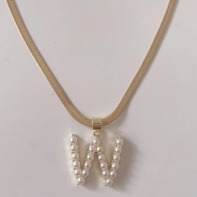 Elegant Luxurious Classic Style Letter Copper 14k Gold Plated Artificial Pearls Pendant Necklace In Bulk