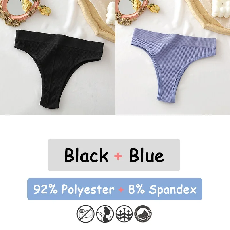 Billionm Women's Thong Seamless High Waisted Women's Panties Sexy Lingerie Comfortable Cotton Briefs Intimates Female Underpants