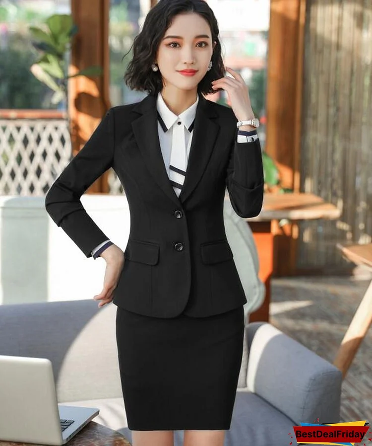 New Fashion Two Piece Set Women Pant Suits For Office Ladies Long Sleeve Slim BlazerAnd Trouser Formal Clothes