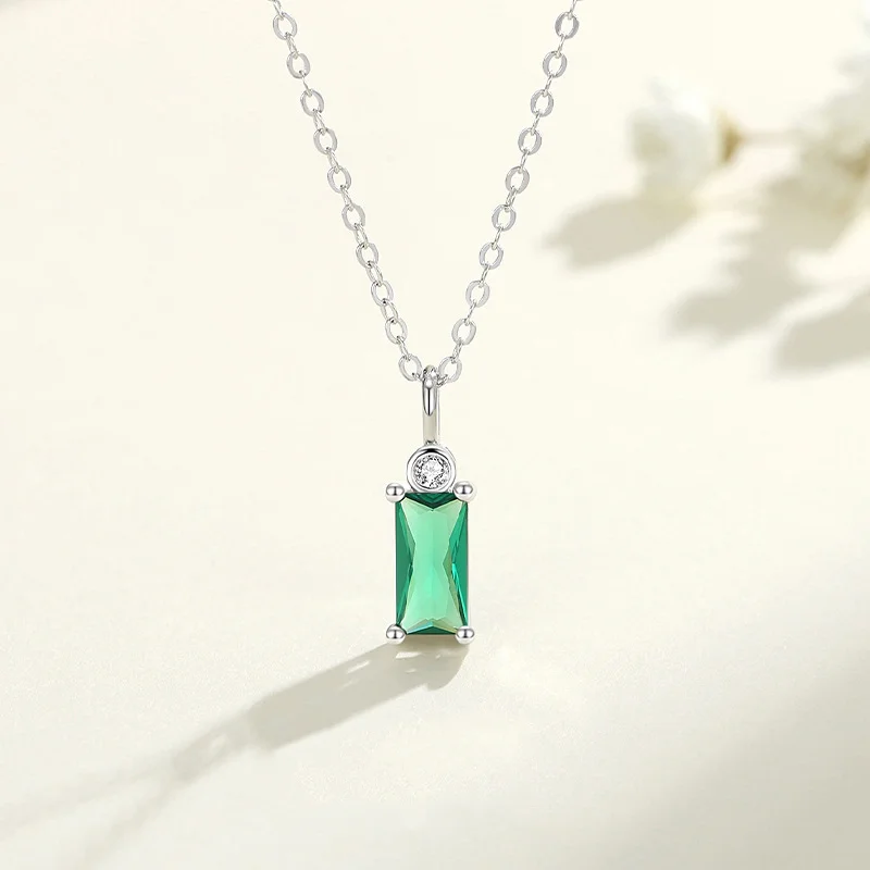 Green Rectangular Crystal Necklace