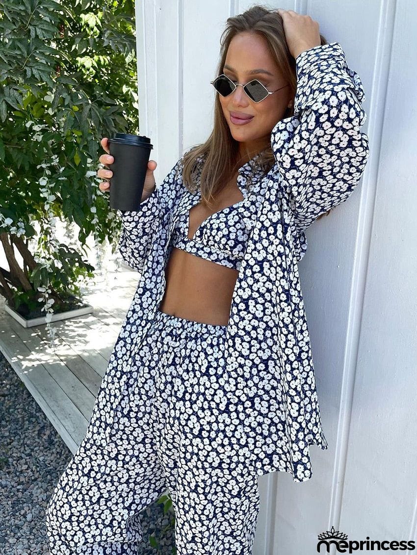 Ashore Shop Womens Loose Print 3 Piece Sets Women Outfit