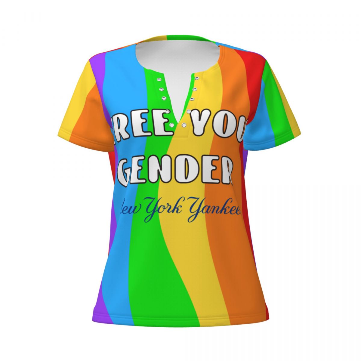 New York Yankees Pride Women's Summer Tops V Neck T-Shirt