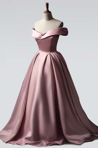  Prom Dress A-Line Off-the-shoulder Pink Sleeveless Strapless Long YL0227
