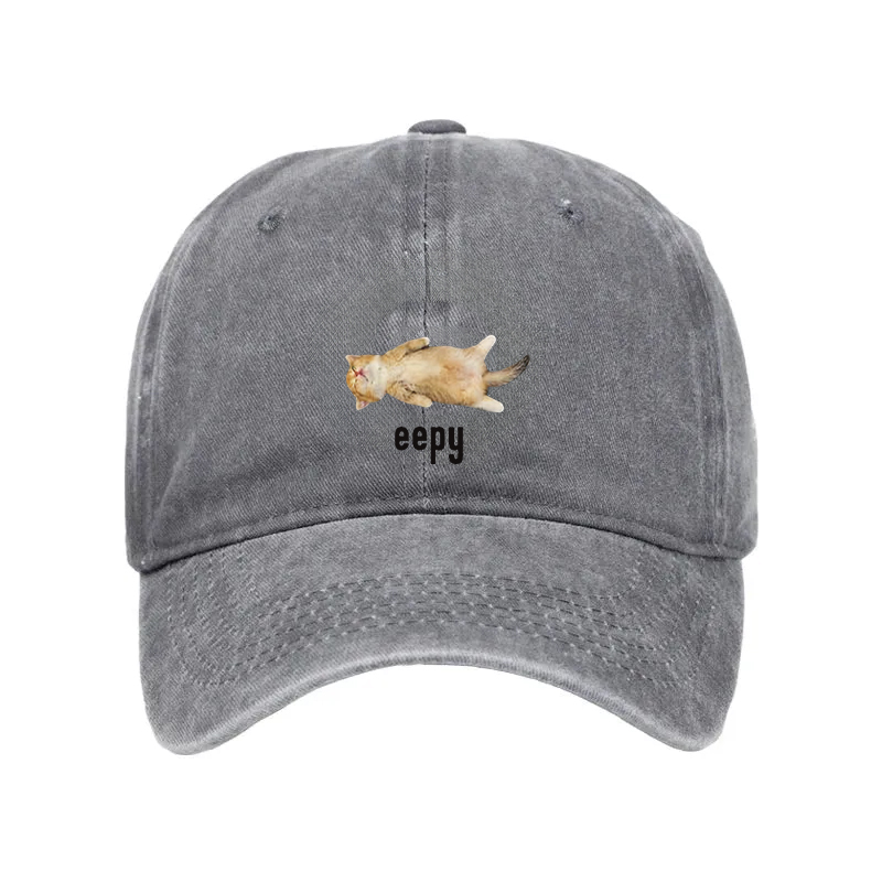 Comstylish Silly Sleepy Cat Meme Washed Cap