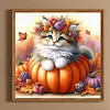 40x40cm Halloween Katze 5D DIY Vollbohrer Runde Diamond Painting Kit Wanddekoration