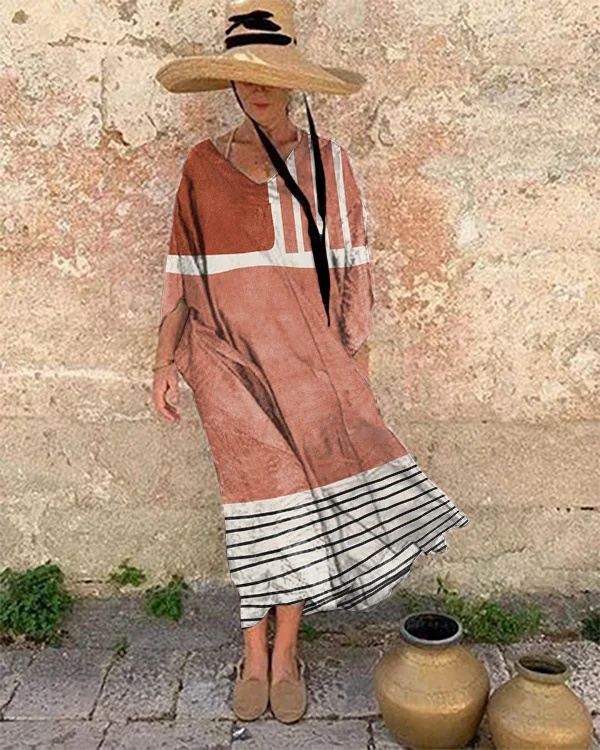 Resort Abstract Art Print Loose Midi Dress