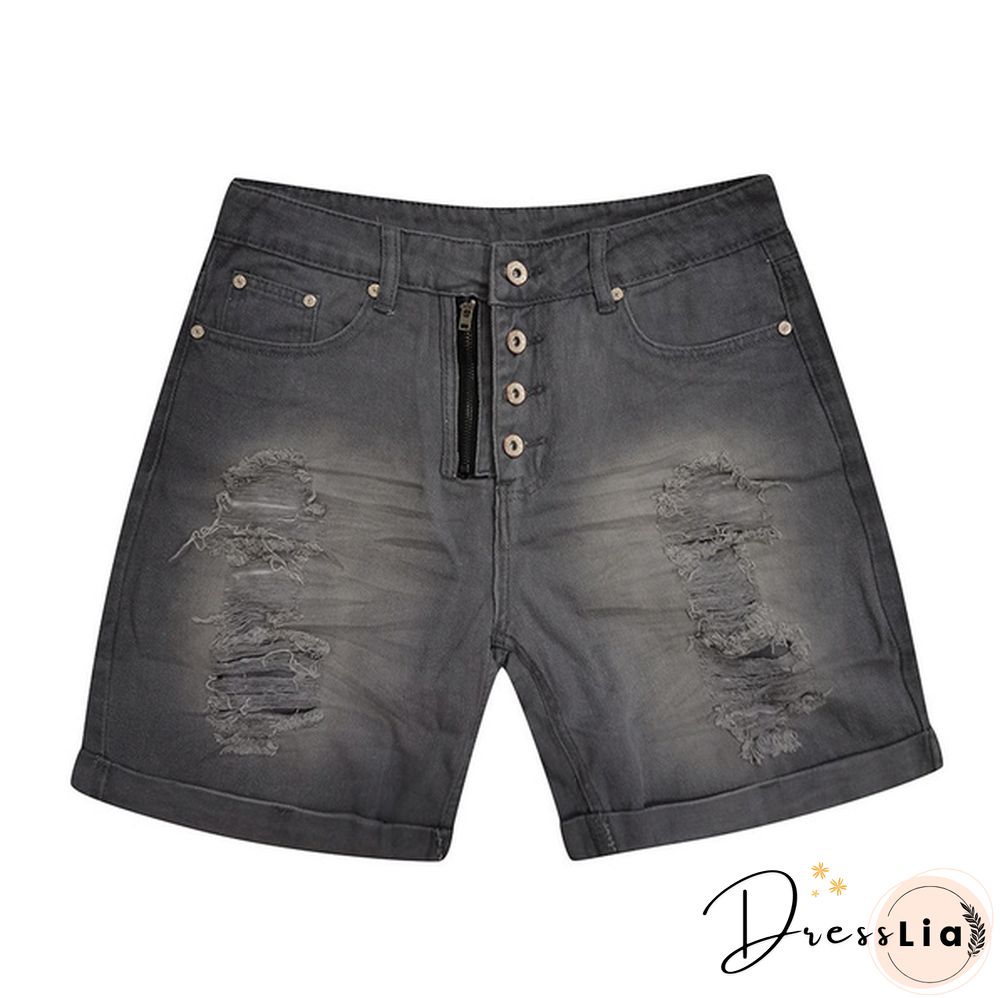 Women Summer Denim Shorts Button Pocket Blue Jeans Shorts feminino Short Pants