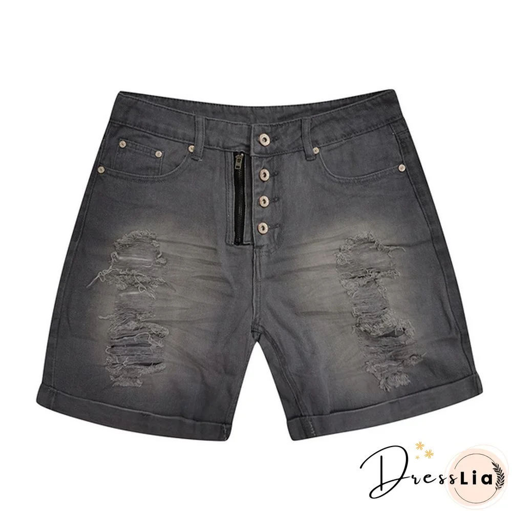 Women Summer Denim Shorts Button Pocket Blue Jeans Shorts feminino Short Pants