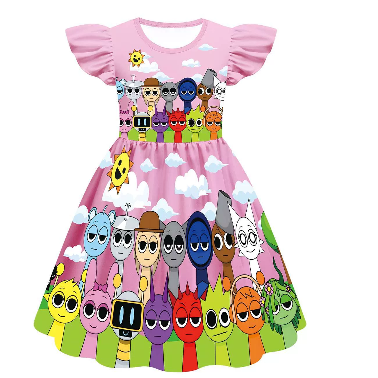 Sprunki New Dress | Sprunki Cosplay | Girls Fly Sleeve A-Line Dress
