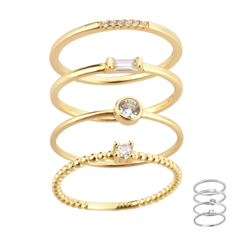 18K Gold Plated 925 Sterling Silver Geometric Rings