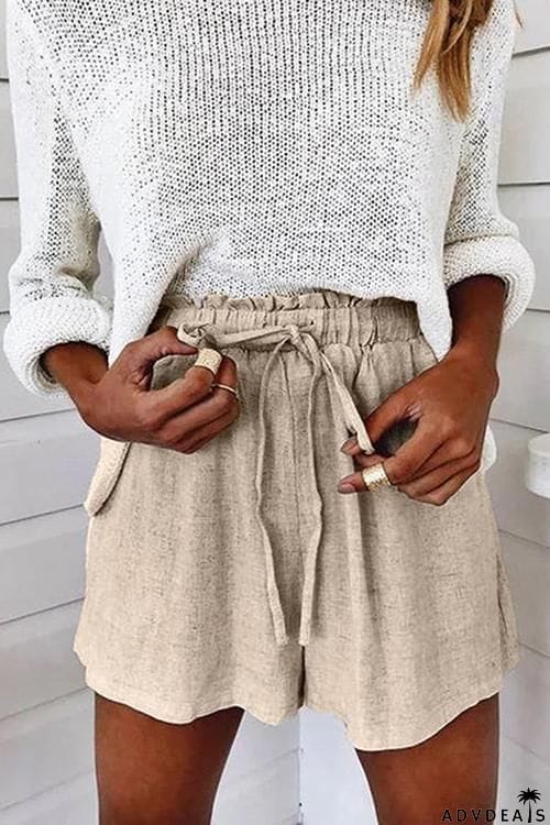 Elastic Waist Linen Shorts