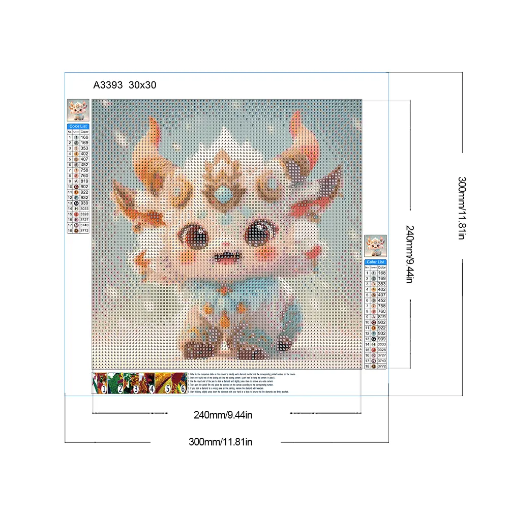 Full Round Diamond Painting 30*30cm - Cute Nian Beast