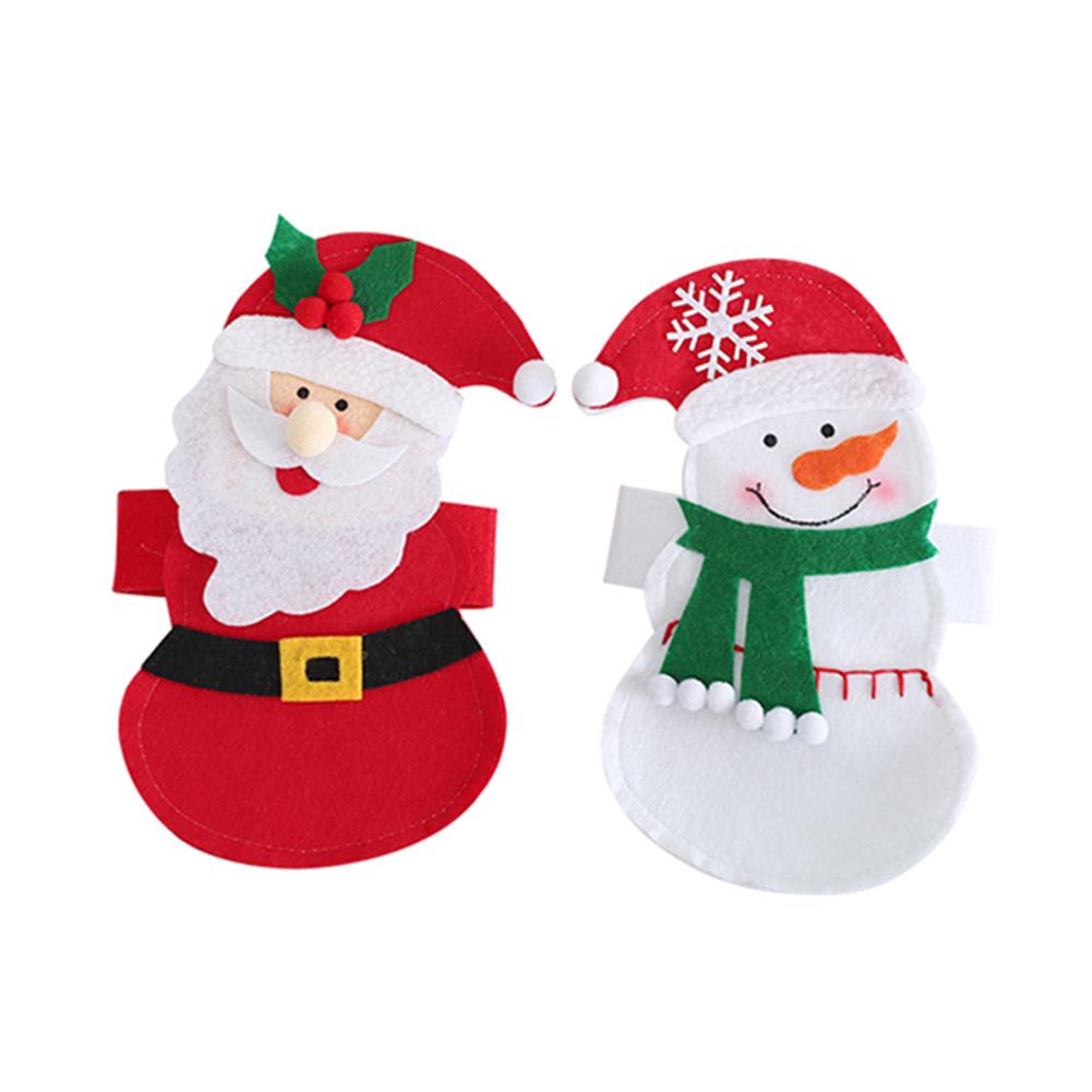 

Nonwoven Fork Knife Bag Santa Claus Snowman Wine Bottle Cover Bar Decor, Snow man, 501 Original