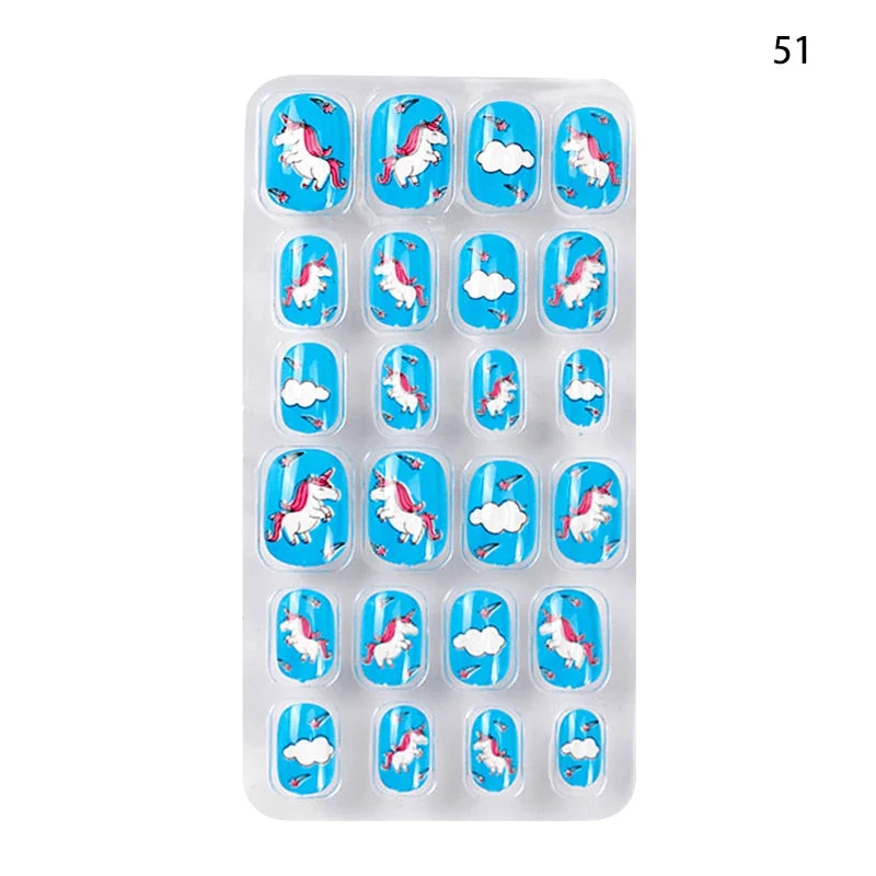 Children Adult 24 Fake Nails Christmas Cartoon Pattern Boxed Children Simple Wear-resistant Finished Full Covering Nail Sticker