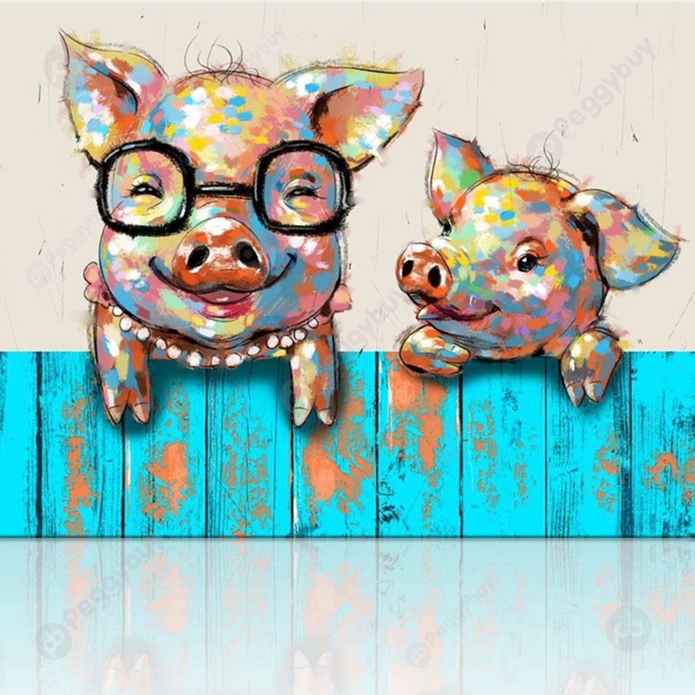 

30*30CM - Pig - Round Drill Diamond Painting, 501 Original