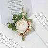 10PCS Morandi Wedding Catering Bridal Groom Guests Corsage Boutonniere Wrist Artificial Flower Bouquets