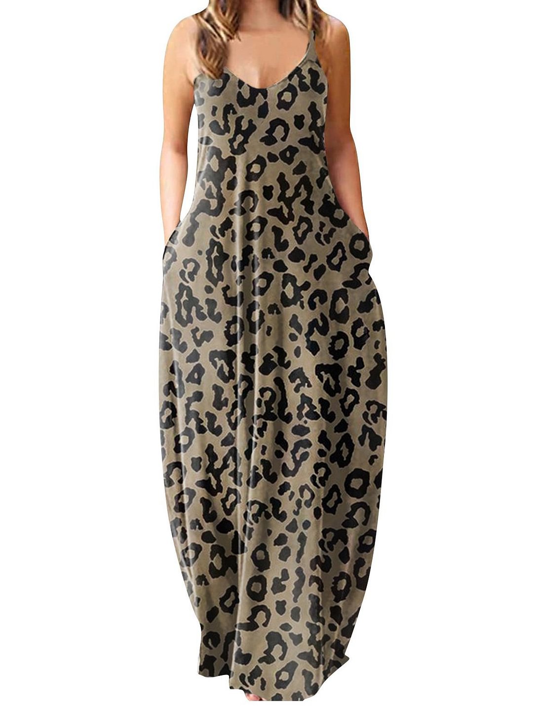 Women's U-neck Sleeveless Printed Maxii Dress