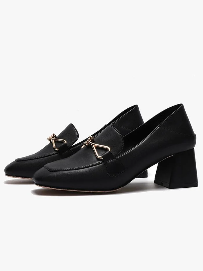 Casual two-wear thick-heeled fashionable head comfort high-heel loafers