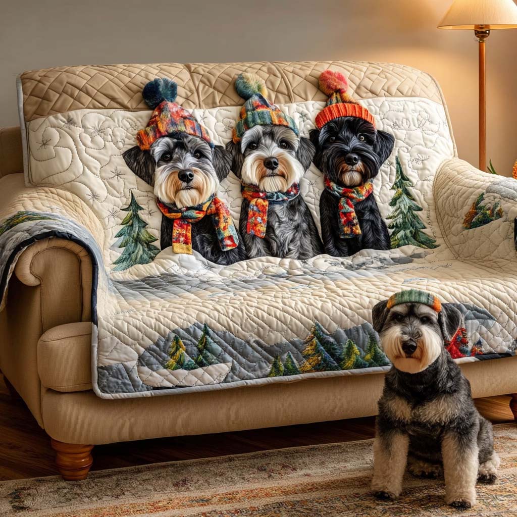 Festive Schnauzer Quilted Sofa Cover NCU0NT11467 everthome
