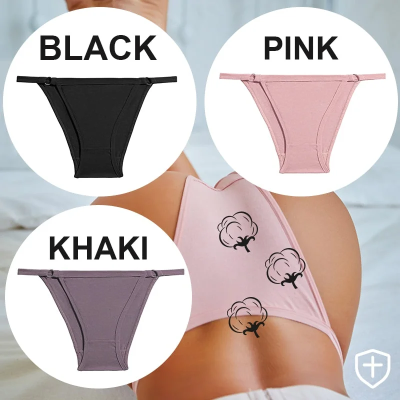 FINETOO 3PC/Set Women's Cotton Panties Underwear Metal Buckle Briefs M-2XL Female Underpant Low Waist Woman Sexy Panty Lingerie