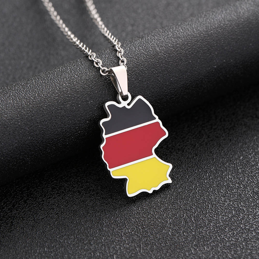Unisex Stainless Steel Germany Map Necklace