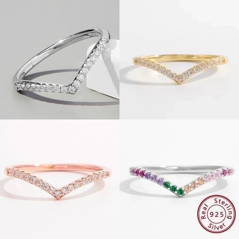 Elegant Minimalist Color Block Sterling Silver Plating Inlay Zircon 14k Gold Plated Rose Gold Plated White Gold Plated Rings