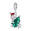 Xmas Bear Charm Bead 925 Sterling Silver 