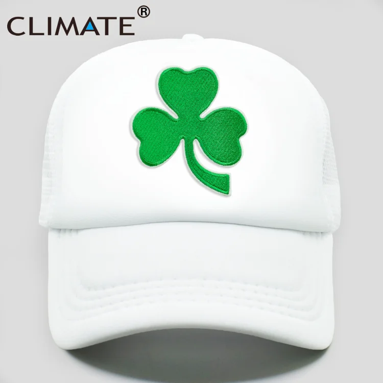 CLIMATE Shamrocks Trucker Cap St.Patricks Day Green Cap Hat Ireland Irish Lucky Shamrocks Cap St.Patrick Mesh Cap Hat for Irish