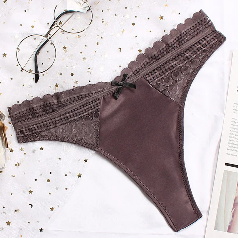 CINOON Women Sexy Lace Panties Low-waist Underwear Thong Female G String Hollow Out Lingerie Temptation Embroidery Intimates