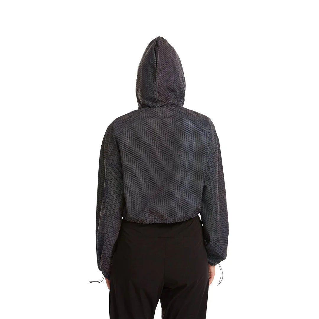 Woherb New Fish Scales Dazzle Color Reflective High-Waisted Short Jacket Female Feel Crop Coat Loose Jacket Tide-Outfit Ideas