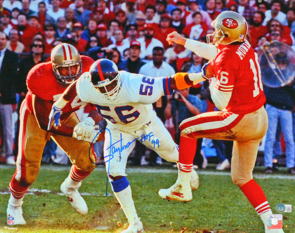 Lawrence Taylor Autographed Giants Vs 49ers 16X20 FP Photo Poster painting HOF- Beckett W *Blue